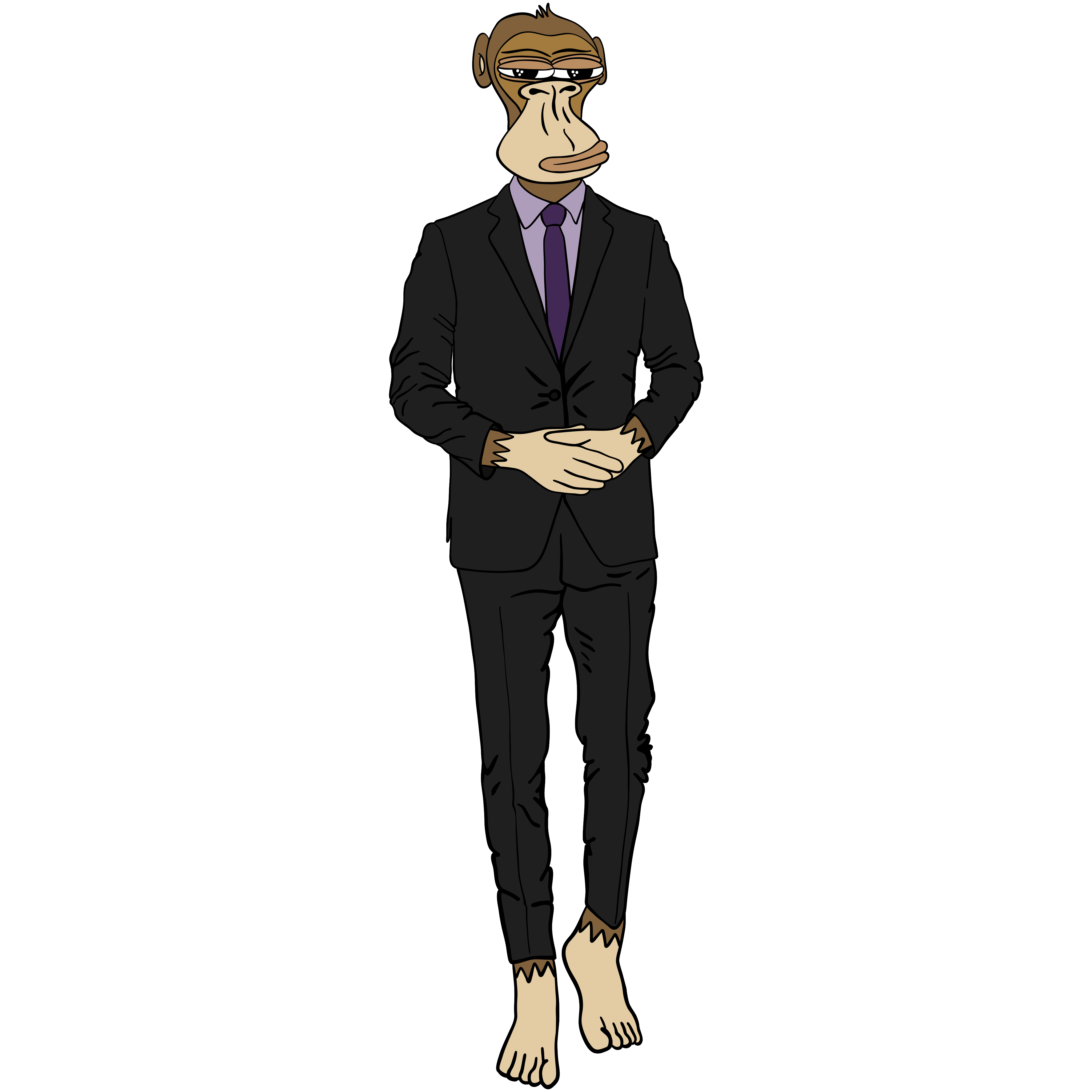 This instance of the web3 start up brand story character he walks towards the viewer while wearing a suit